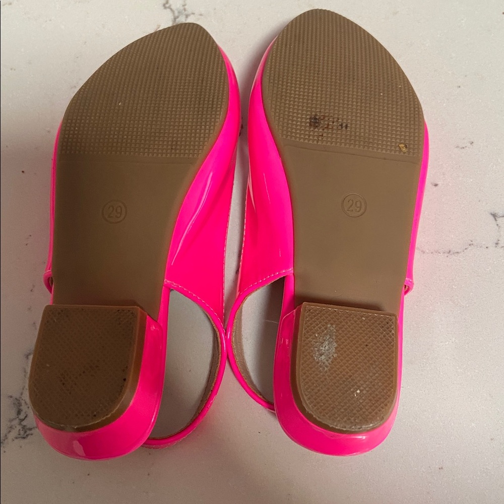 Pink Slingback Flats with Heart Embellishments - Picture 3 of 4